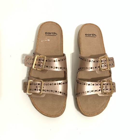 Earth Shoes - Earth Havana leather adjustable slide sand…